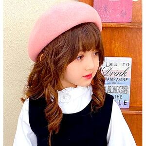 Kids Girls French Beret Hat Artist Hat Solid Warm Beanie Cap from France